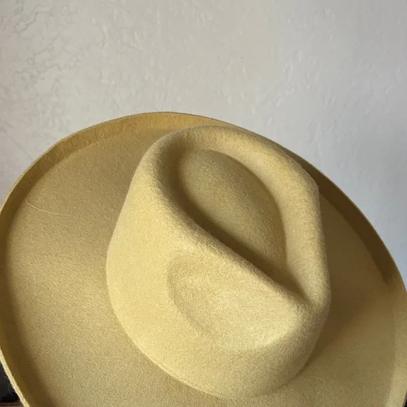 Mustard Yellow Wide Brim Cowboy Hat - Picture 3 of 5